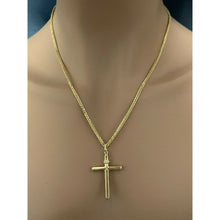 Load image into Gallery viewer, 18K Saudi Gold Necklace 19.75" Chain with Cross Pendant 7.34grams - Rafant