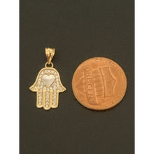 Load image into Gallery viewer, 18K Gold Pendant Hand of Fatima Cubic Zirconia 1.25 grams - Rafant