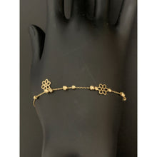 Load image into Gallery viewer, 18K Gold Bracelet 7 inches plus 1" Flower Charms Cubic Zirconia 1.98 grams - Rafant