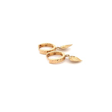 Load image into Gallery viewer, 18K Yellow Gold Earrings Huggie Dangling Heart 1.75 grams - Rafant
