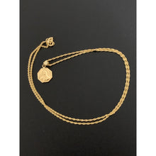Load image into Gallery viewer, 18K Gold Necklace Chain 18.25 inches with Sacred Heart Mother Mary Jesus Pendant 1.95 grams - Rafant