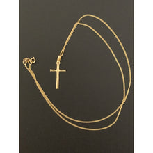 Load image into Gallery viewer, 18K Saudi Gold Necklace Curb Chain 17.50" with Cross Pendant - Rafant