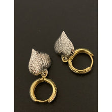 Load image into Gallery viewer, 18K Gold Earrings Hoops Heart Dangling White Yellow Gold 2.77 grams - Rafant