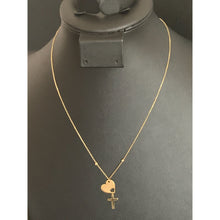 Load image into Gallery viewer, 18K Gold Necklace Heart Cross Pendant 16.50 inches 1.80 grams - Rafant