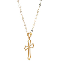 Load image into Gallery viewer, 18K Gold Necklace Chain 18 inches Paperclip Pendant Cross 1.25 grams - Rafant
