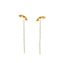 Load image into Gallery viewer, 18K Yellow Gold Earrings Heart Threaders Very Tiny 0.26 grams - Rafant