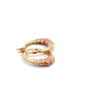 Load image into Gallery viewer, 18K Gold Earrings Hoops Heart Tricolor 1.10 grams Small - Rafant