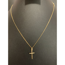 Load image into Gallery viewer, 18K Saudi Gold Necklace Curb Chain 17.50" with Cross Pendant - Rafant