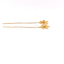 Load image into Gallery viewer, 18K Yellow Gold Earrings Threader Drop Snowflakes 0.33 grams 1.5 inches Very tiny - Rafant
