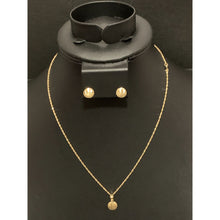 Load image into Gallery viewer, 18K Gold Necklace Chain 15.75" with Round Circle Pendant Earrings Set 2.31grams - Rafant