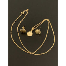 Load image into Gallery viewer, 18K Gold Necklace Chain 15.75" with Round Circle Pendant Earrings Set 2.31grams - Rafant
