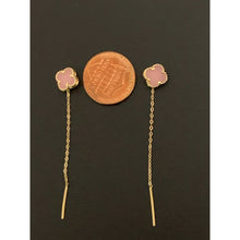 Load image into Gallery viewer, 18K Gold Earrings Threader Mother of Pearl Pink 1.50 grams - Rafant