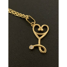 Load image into Gallery viewer, 18K Gold Necklace Cable Link Chain 17.75 inches with Stethoscope Pendant 2.01 grams - Rafant