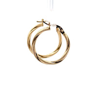 Load image into Gallery viewer, 18K Gold Earrings Hoops Textured Small 1.09 grams - Rafant