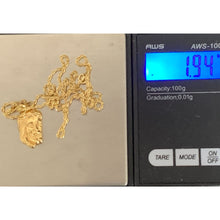 Load image into Gallery viewer, 18K Saudi Gold Necklace Rope Chain 17.75" with Jesus Christ Face Pendant - Rafant