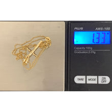Load image into Gallery viewer, 18K Saudi Gold Necklace Curb Chain 17.50" with Cross Pendant - Rafant