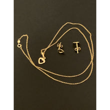 Load image into Gallery viewer, 18K Gold Necklace Chain 17.75" w/Heart Pendant and Earrings Set - Rafant