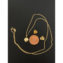 Load image into Gallery viewer, 18K Gold Necklace Chain 18 inches Heart Pendant with Earrings Set 1.80 grams - Rafant
