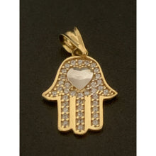 Load image into Gallery viewer, 18K Gold Pendant Hand of Fatima Cubic Zirconia 1.25 grams - Rafant