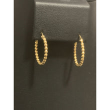Load image into Gallery viewer, 18K Gold Earrings Hoops Loops Beaded Small 2.13 grams - Rafant