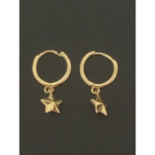 Load image into Gallery viewer, 18K Gold Earrings Hoops Star Charm 1.22 grams Small - Rafant