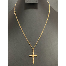 Load image into Gallery viewer, 18K Gold Necklace Chain Figaro 17.75 inches with Cross Pendant 2.88 grams - Rafant