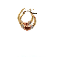Load image into Gallery viewer, 18K Gold Earrings Hoops Heart Tricolor 1.10 grams Small - Rafant