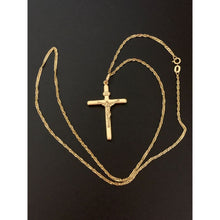 Load image into Gallery viewer, 18K Saudi Gold Necklace 19.50" Chain w/ Cross Pendant - Rafant