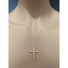 Load image into Gallery viewer, 18K Saudi Gold Necklace 19.50" Chain w/ Cross Pendant - Rafant
