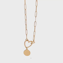 Load and play video in Gallery viewer, 18K Yellow Gold Bracelet Paperclip Heart 7.5 inches 2.32 grams