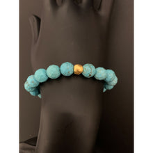 Load image into Gallery viewer, 24K Gold Money Bag Lucky Charm Bracelet Blue Turquoise Gemstones - Rafant