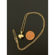 Load image into Gallery viewer, 18K Saudi Gold Necklace Chain Rolo 17.50 inches Puffed Heart Pendant 2.15 grams - Rafant