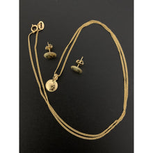 Load image into Gallery viewer, 18K Gold Necklace Chain 17.75 inches Round Circle Pendant with Earrings Set 1.81 grams - Rafant