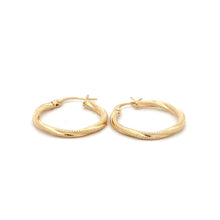 Load image into Gallery viewer, 18K Gold Earrings Hoops Textured Small 1.09 grams - Rafant