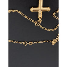 Load image into Gallery viewer, 18K Gold Necklace Chain Figaro 17.75 inches with Cross Pendant 2.88 grams - Rafant