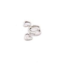 Load image into Gallery viewer, 18K White Gold Earrings Hoops Drop Heart 1.36 grams Small - Rafant
