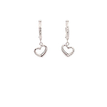 Load image into Gallery viewer, 18K White Gold Earrings Hoops Drop Heart 1.36 grams Small - Rafant