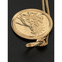 Load image into Gallery viewer, 18K Gold Necklace Curb Chain with Round Jesus Pendant Religious - Rafant