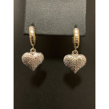 Load image into Gallery viewer, 18K Gold Earrings Hoops Heart Dangling White Yellow Gold 2.77 grams - Rafant