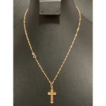 Load image into Gallery viewer, 18K Gold Necklace Twist Chain 17.75 inches w/ Cross Pendant 1.85 grams - Rafant
