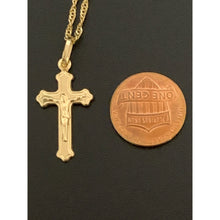 Load image into Gallery viewer, 18K Gold Necklace Twist Chain 17.75 inches w/ Cross Pendant 1.85 grams - Rafant