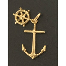 Load image into Gallery viewer, 18K Gold Pendant Anchor Ship Wheel Pendant 1.25 grams - Rafant