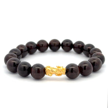 Load image into Gallery viewer, 24K Gold Piyao Pixiu Dragon Lucky Charm Bracelet Natural Gemstones Birthstones Feng Shui 9.5mm - 10mm - Rafant