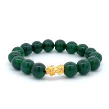 Load image into Gallery viewer, 24K Gold Piyao Pixiu Dragon Lucky Charm Bracelet Natural Gemstones Birthstones Feng Shui 9.5mm - 10mm - Rafant