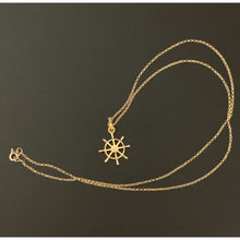 Load image into Gallery viewer, 18K Saudi Gold Necklace Rolo Chain 17.50" w/ Anchor Wheel Pendant - Rafant