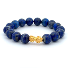 Load image into Gallery viewer, 24K Gold Piyao Pixiu Dragon Lucky Charm Bracelet Natural Gemstones Birthstones Feng Shui 9.5mm - 10mm - Rafant