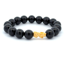 Load image into Gallery viewer, 24K Gold Piyao Pixiu Dragon Lucky Charm Bracelet Natural Gemstones Birthstones Feng Shui 9.5mm - 10mm - Rafant