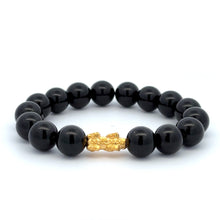 Load image into Gallery viewer, 24K Gold Piyao Pixiu Dragon Lucky Charm Bracelet Natural Gemstones Birthstones Feng Shui 9.5mm - 10mm - Rafant