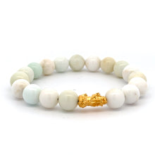Load image into Gallery viewer, 24K Gold Piyao Pixiu Dragon Lucky Charm Bracelet Natural Gemstones Birthstones Feng Shui 9.5mm - 10mm - Rafant