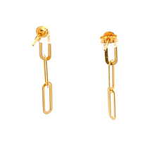 Load image into Gallery viewer, 18K Yellow Gold Earrings Paperclips Dainty - Rafant